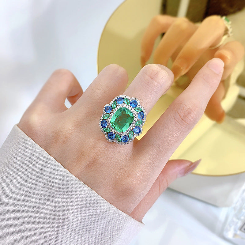 Green Tourmaline Sterling Silver Secret Garden Statement Ring