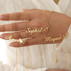 Personalized Butterfly Letters Design Necklace