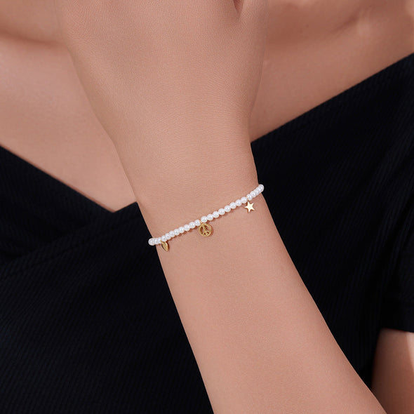 Elegant Pearls Sterling Silver Bracelet
