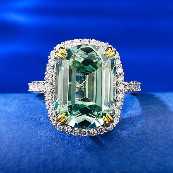 Vintage Tourmaline Green Sterling Silver Engagement Ring
