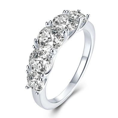 Luxury Five Stones Sterling Silver Band