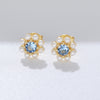Blue Flower Design Pearls Stud Earrings