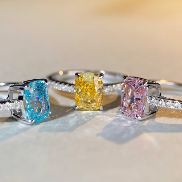 Radiant Cut Yellow Sapphire Wedding Engagement Ring