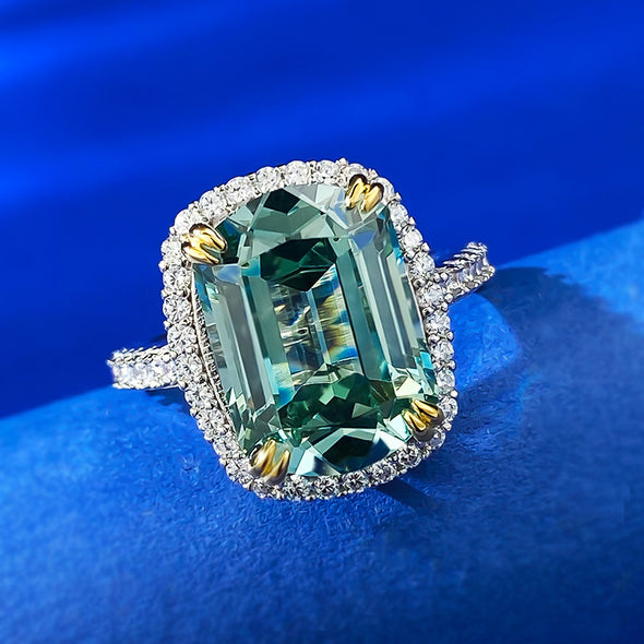 Vintage Tourmaline Green Sterling Silver Engagement Ring