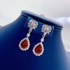 Flower Design Ruby Stone Sterling Silver Drop Earrings