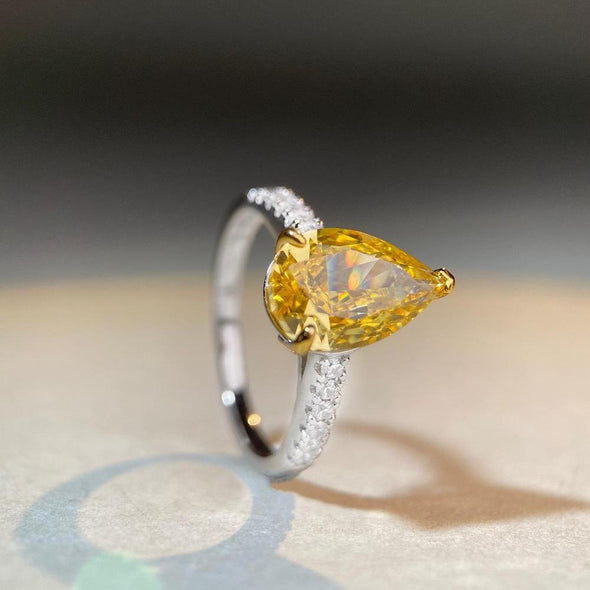 Multi Color Pear Cut Sterling Silver Engagement Ring