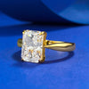 Golden Tone Radiant Cut Sterling Silver Solitaire Engagement Ring