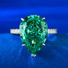Fancy green Sterling Silver Pear Cut Solitaire Engagement Ring