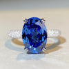 Oval Cut Blue Under Halo Sterling Silver Engagement Ring