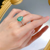 Fancy green Sterling Silver Pear Cut Solitaire Engagement Ring