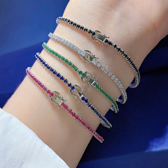Classic Multi Color Sterling Silver Tennis Bracelet
