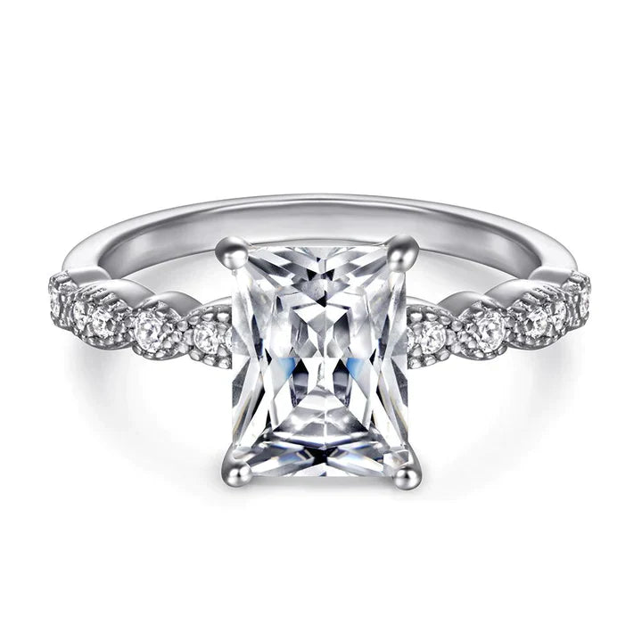 Radiant Cut Half Eternity Engagement Ring