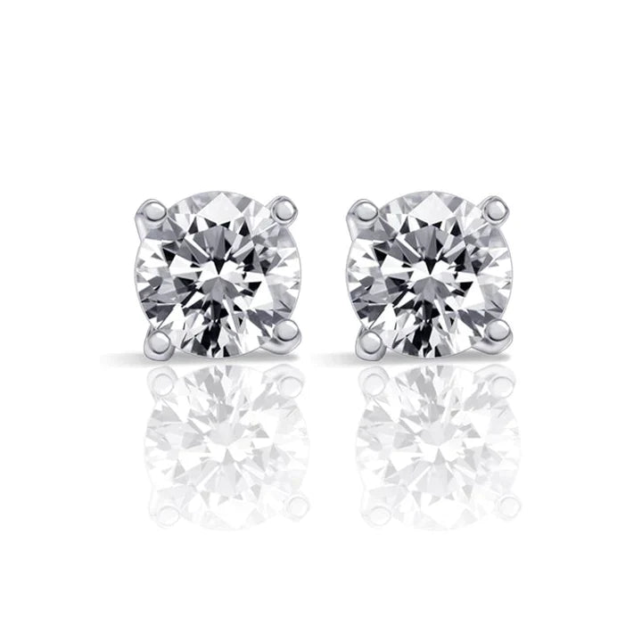 Round Cut 2.0ct Double Under Halo Diamond Stud Earrings