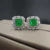 Red Gem Double Halo 925 Sterling Silver Stud Earrings