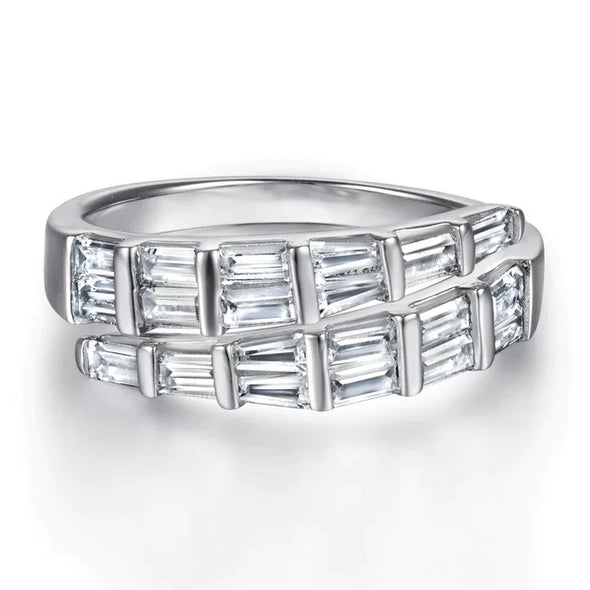 Emerald Cut 925 Sterling Silver Wedding Band