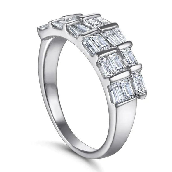 Emerald Cut 925 Sterling Silver Wedding Band