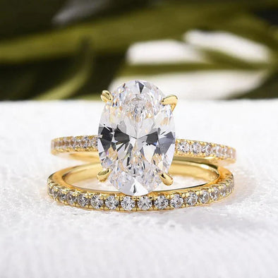 Classic 5.0 Carat Oval Cut Wedding Bridal Set