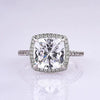 Cushion Cut Halo Engagement Ring In Sterling Silver