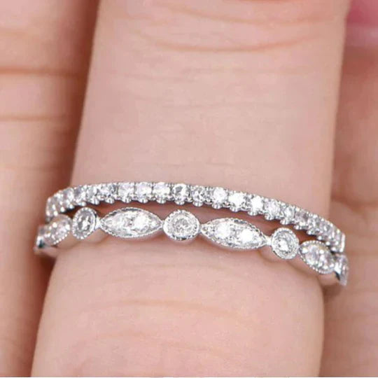 Half Eternity Stackable Wedding Band In Sterling Silver