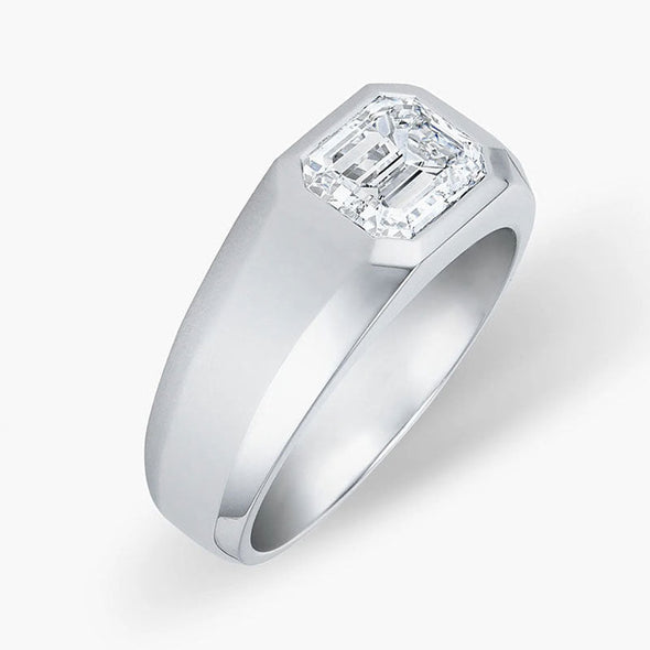 Classic Emerald Cut Silver Men's Ring