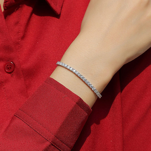 Classic Round Cut Moissanite Sterling Silver Tennis Bracelet