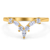 V Shape Marquise and Round Curved Band in Sterling Silver