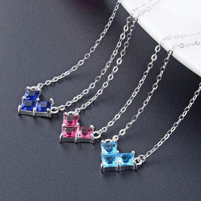 Heart Shape Square Stones Pendant Necklace