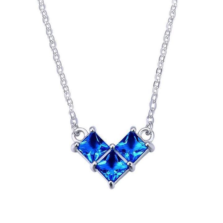 Heart Shape Square Stones Pendant Necklace