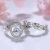 Unique Design Leaf & Vine Halo Oval Cut Bridal Set