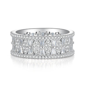 Elegant Pave Lace Design Wedding Band In Sterling Silver