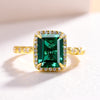 Vintage Halo Emerald Cut Engagement Ring In Sterling Silver