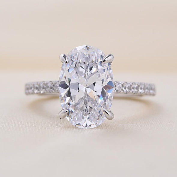 4PCS Luxurious Oval Cut Wedding Bridal Set In Sterling Silver