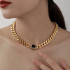 Vintage Obsidian Golden Tone Necklace