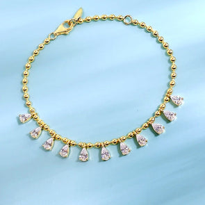 Elegant Golden Tone Pear Cut Droplet Bracelet