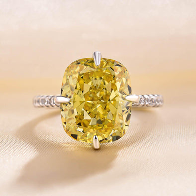 Radiant Cut Yellow Gemstone Engagement Ring in Sterling Silver