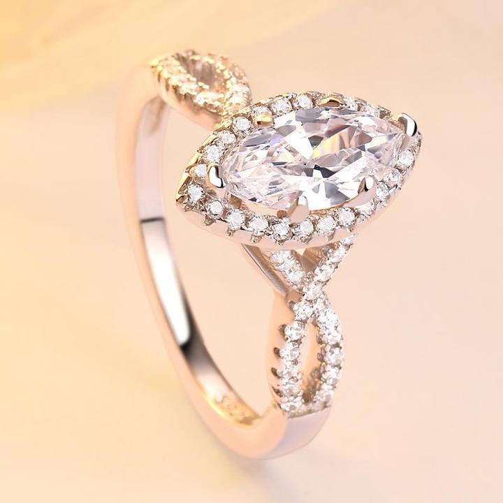 Marquise Cut Halo Split Shank Engagement Ring