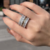 Gorgeous 3PC Women's Wedding Band Set In Sterling Silver