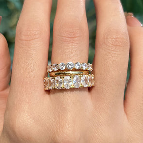 Luxury Oval Cut Wedding Band 3pcs Set In Sterling Silver