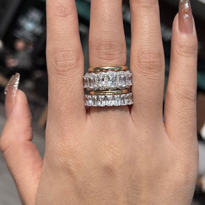 Luxurious 4PC Wedding Band Set For Women In Sterling Silver