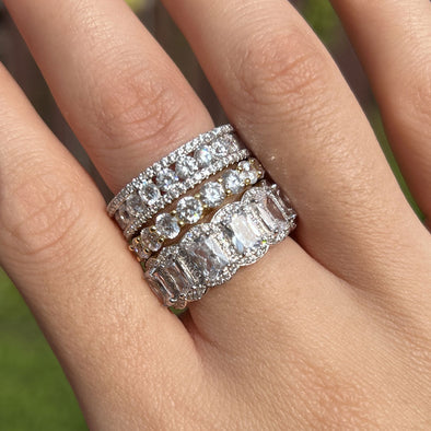 Luxurious 3PC Wedding Band Set For Women In Sterling Silver