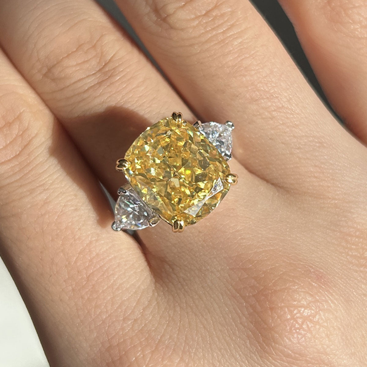 Gorgeous Yellow Radiant Cut Sterling Silver Engagement Ring